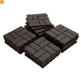 Outdoor Deck Tiles Interlocking Plastic Brown Checkered 12x12 in Pack of 44