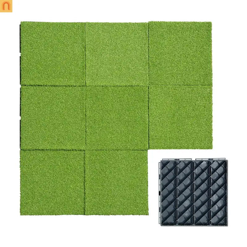 Outdoor Deck Tiles Artificial Turf Grass Green Interlocking 12in