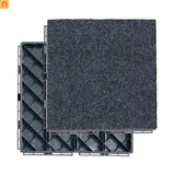 Outdoor Deck Tiles Carpet-Style Plastic Gray Interlocking 12x12in