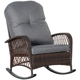 Outdoor Wicker Rocking Chair Grey Rattan Steel Frame