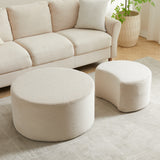 Round Corduroy Nesting Tables Set of 2 Beige