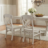 Cross-Back Dining Chairs - Hardwood - Smoky White - Set of 2