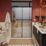 Frameless Shower Door 48x72 Inch, Aluminum Dual Sliding Doors