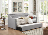 Daybed with Trundle Wood Tufted Gray