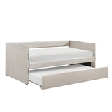 Daybed with Trundle Wood Sleeper Beige