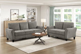 Brown Chenille 2-Piece Sofa Set with Loveseat Rolled Arms