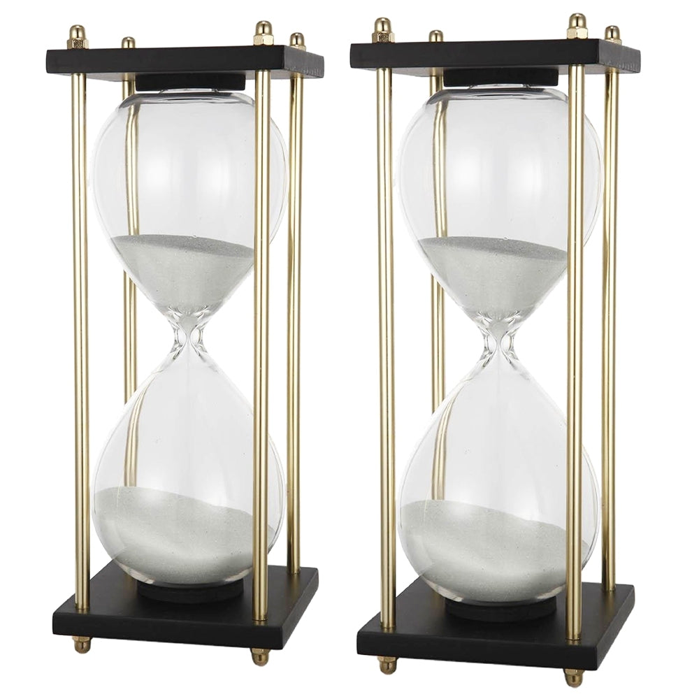 Set of 2 Hourglass Sand Timer 4x4x9" 30 Minutes White Stand