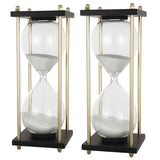 Set of 2 Hourglass Sand Timer 4x4x9" 30 Minutes White Stand