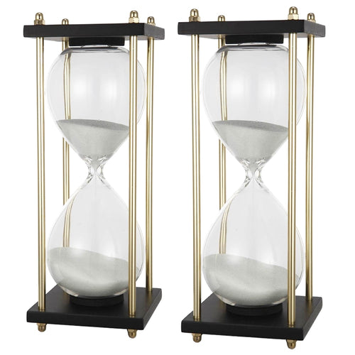 Set of 2 Hourglass Sand Timer 4x4x9" 30 Minutes White Stand