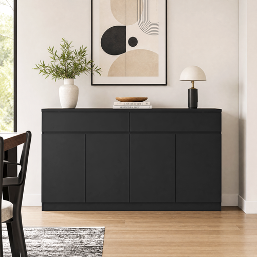 2-Drawer Engineered Wood Dresser Black 63"