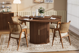 Round Engineered Wood Dining Table with Storage Walnut 55"