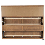 Twin Size Murphy Bed with Charging Station and Drawer in Wood Color, Solid Pine Wood + MDF