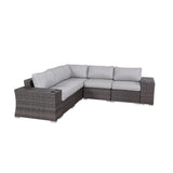 Outdoor Sectional Set HDPE Wicker Aluminum Gray 7 Piece Seats 4