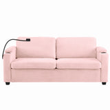 Pink Corduroy Sleeper Sofa Loveseat Full Size Mattress USB