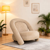 Fabric Accent Chair Beige Coffee