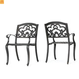 Outdoor Dining Chair Cast Aluminum Copper Ornate Set of 2 37in