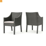 Outdoor Dining Chair Set PE Rattan Gray 2-Pack