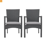 Outdoor Dining Chair Wicker Gray Removable Water-Resistant Cushion
