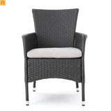 Outdoor Dining Chair Set Wicker Gray Sloped Arms Set of 2 33in