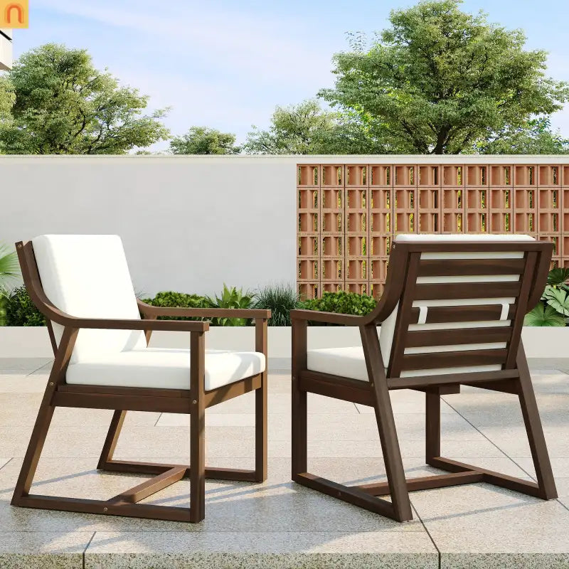 Outdoor Dining Chair Acacia Wood Mocha Set of 2