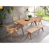 Outdoor Dining Set Rattan Natural 5-Piece Table 4 Chairs