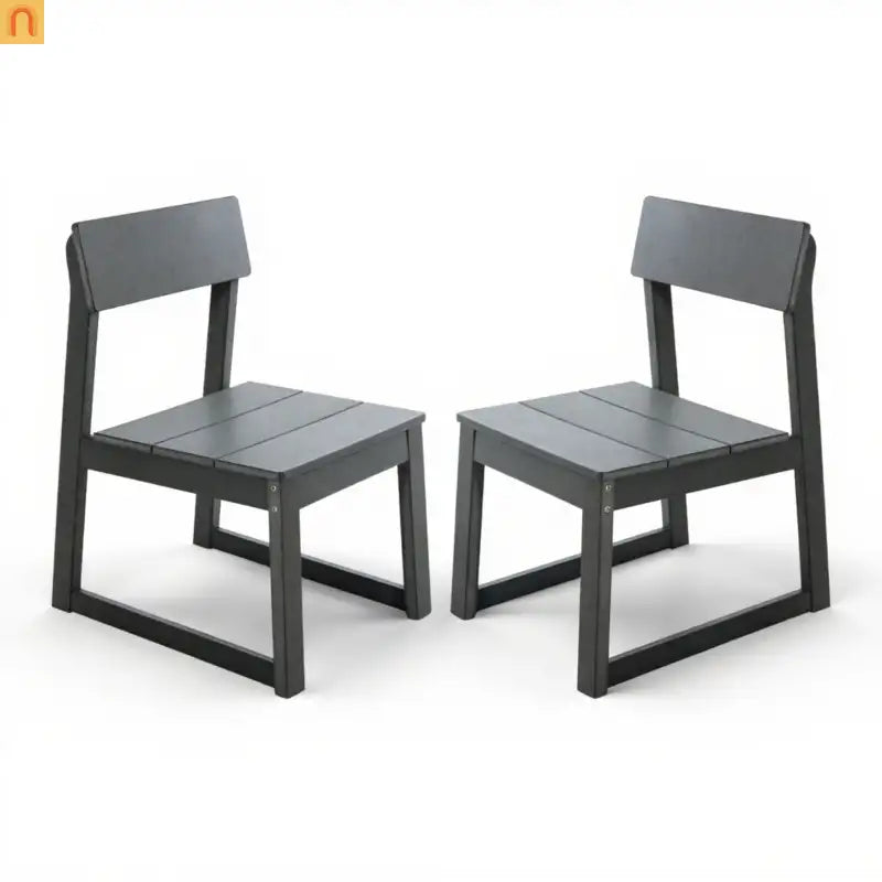Outdoor Dining Chair HDPE Gray Weather Resistant Set of 2