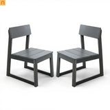 Outdoor Dining Chair HDPE Gray Weather Resistant Set of 2