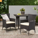 Outdoor Dining Chair PE Rattan Multibrown Modern Curved with Cushion