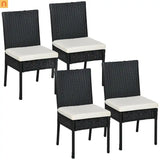 Outdoor Dining Chair PE Rattan Cream White Cushion 264 lb Set of 4