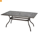 Outdoor Dining Table Cast Aluminum Bronze Floral Lattice 67in