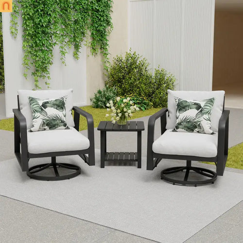 Outdoor Swivel Rocker Chair Set Aluminum Dark Gray 2pc