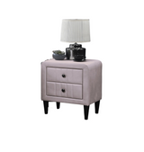 Light Pink Velvet Nightstand with 2 Drawers, Sleek Design, Tempered Legs
