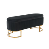 Storage Bench Bedroom Bench, Velvet Oval Upholstered End of Bed Bench