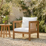 Acacia Wood Club Chair Patio Cushion Poolside Backyard