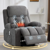 Swivel Rocker Recliner Chair w/ Massage Heat USB Port