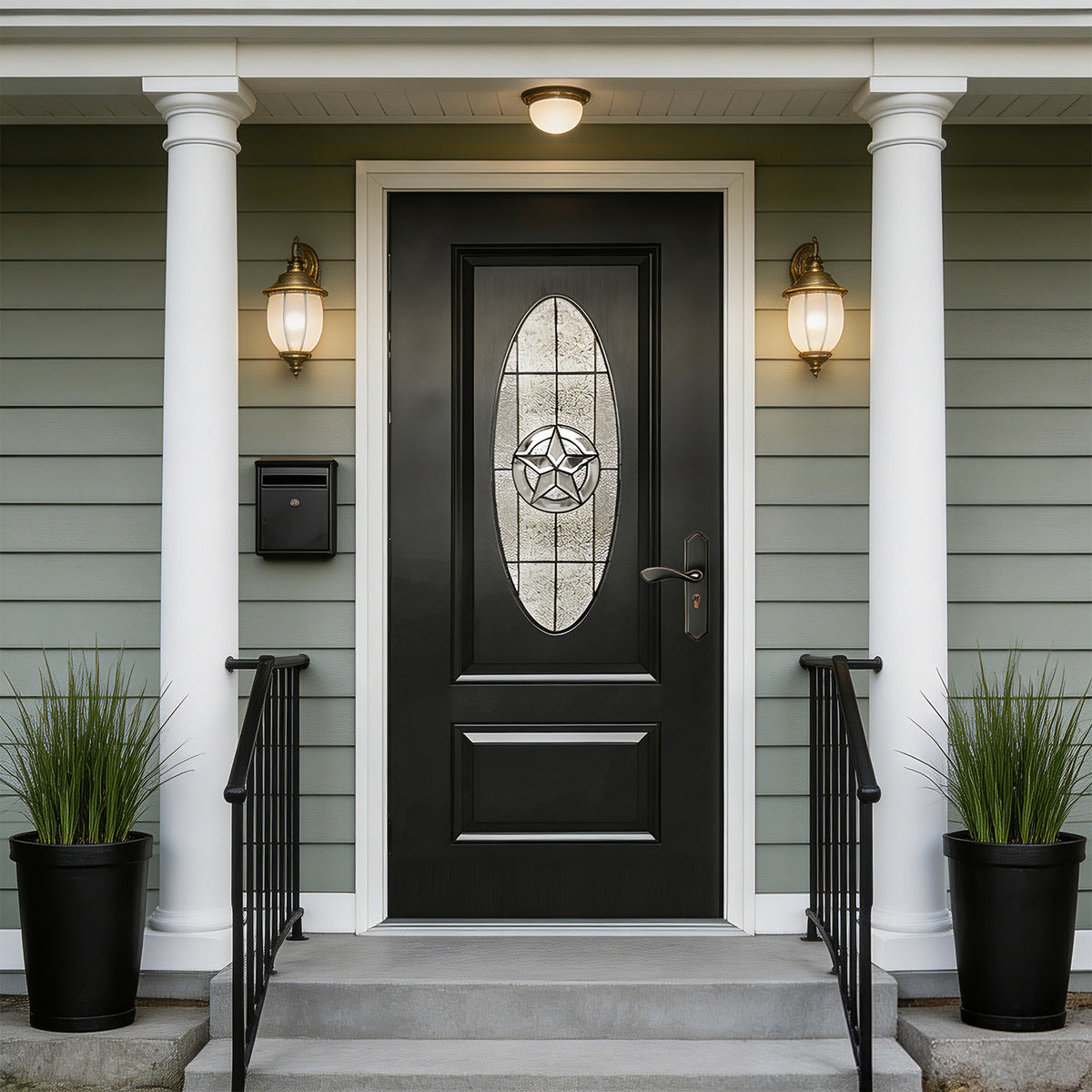 36"x80" Fiberglass Front Door with White 4-9/16" PVC Frame