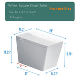 Square Smart Toilet with Built-in Tank for Modern Bathroom, Remote Control