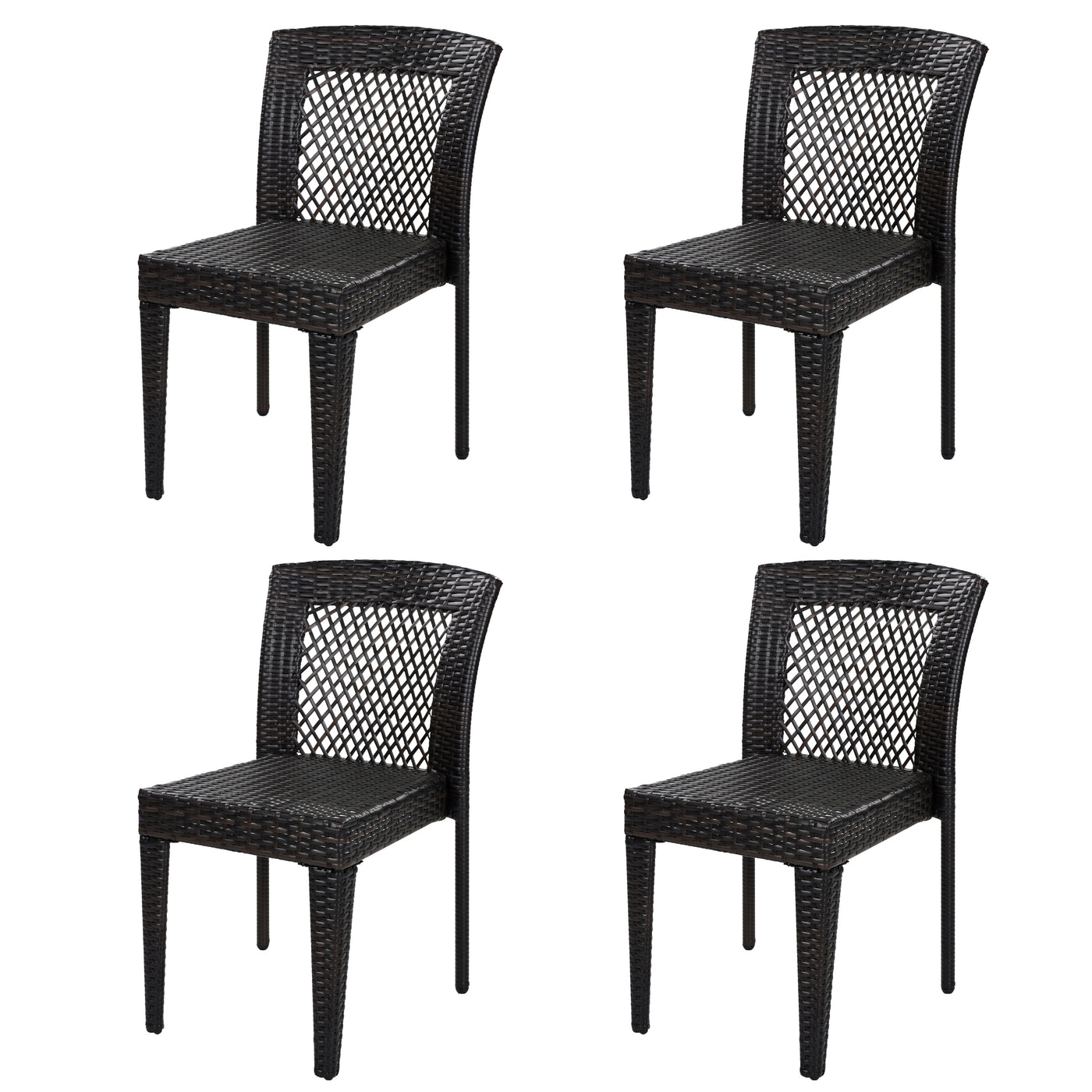 Outdoor Dining Chairs Set of 4, Stackable Chairs with UV-Resistant PE Rattan and Steel Frame, for Patio, Garden, Balcony, Supports 400lbs