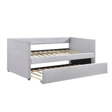 Daybed with Trundle Wood Sleeper Light Gray