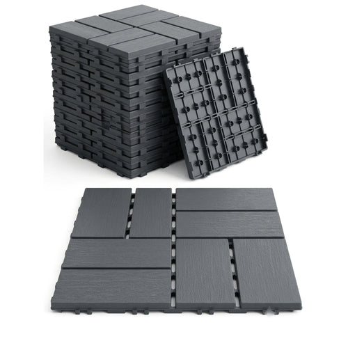 Interlocking Deck Tiles 44 Pack 12"x12" Waterproof Non-Slip Grey