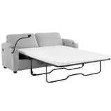 Grey Corduroy Sleeper Sofa Loveseat Full Size Mattress USB