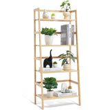 4-Tier Bamboo Ladder Shelf Bookcase Storage Rack