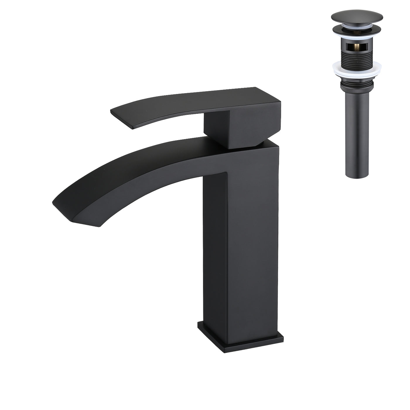 Waterfall Single Handle Bathroom Sink Faucet Pop-Up Drain