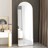 Arched Floor Mirror Gold Aluminum Frame 64.9" x 23.2