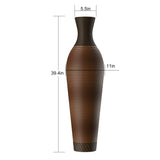 Hand-Woven PVC Rattan Floor Vase, 39 Inch Tall Black Gray Decorative Vase