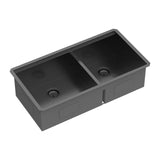 Double Bowl (60/40) Undermount Kitchen Sink- 33"x19"x10" Gunmetal Black 16 Gauge