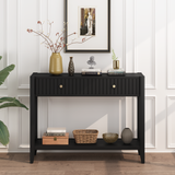 Engineered Wood Console Table with Storage Black