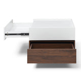 Square Engineered Wood Coffee Table with Storage White/Walnut