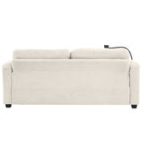 Beige Corduroy Sleeper Sofa Loveseat Full Mattress USB