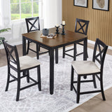 Wood Bar Table Set Beige/Black